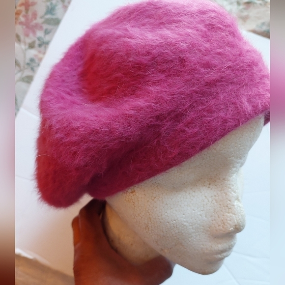 Vintage* Alia Pink Angora Tam - Picture 2 of 7